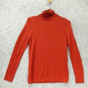 Turtleneck Wool Sweater Womens XS Burnt Orange Earthy Rust Fall Soft Cozy Fitted